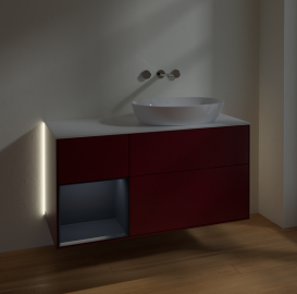 Тумба под раковину Villeroy & Boch Finion 120х50,1 см с подсветкой МДФ пион матовый лак/стекло белое матовое GA41HGHB