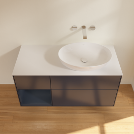 Тумба под раковину Villeroy & Boch Finion 120х50,1 см с подсветкой МДФ темно-синий матовый лак/стекло белое матовое GA41HGHG