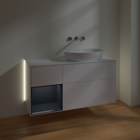 Тумба під раковину Villeroy & Boch Finion 120х50,1 см із підсвічуванням МДФ білий матовий лак/скло біле матове GA41HGMT