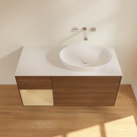 Тумба под раковину Villeroy & Boch Finion 120х50,1 см с подсветкой МДФ шпон грецкого ореха/стекло белое матовое GA41PCGN