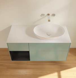 Тумба под раковину Villeroy & Boch Finion 120х50,1 см с подсветкой МДФ оливковый матовый лак/стекло белое матовое GA41PDGM