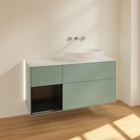 Тумба под раковину Villeroy & Boch Finion 120х50,1 см с подсветкой МДФ оливковый матовый лак/стекло белое матовое GA41PDGM