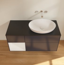 Тумба під раковину Villeroy & Boch Finion 120х50,1 см із підсвічуванням МДФ темно-синій матовий лак/скло чорне матове GA42GFHG