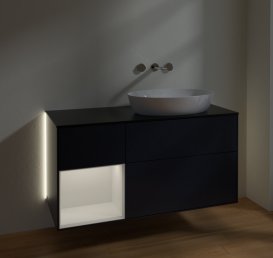 Тумба під раковину Villeroy & Boch Finion 120х50,1 см із підсвічуванням МДФ темно-синій матовий лак/скло чорне матове GA42GFHG