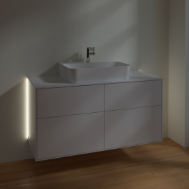 Тумба під раковину Villeroy & Boch Finion 120х50,1 см із підсвічуванням МДФ білий глянцевий лак/скло біле матове G13100GF
