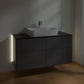 Тумба под раковину Villeroy & Boch Finion 120х50,1 см с подсветкой МДФ антрацит матовый лак/стекло черное матовое G13200GK