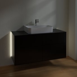 Тумба под раковину Villeroy & Boch Finion 120х50,1 см с подсветкой МДФ черный матовый лак/стекло черное матовое G13200PD