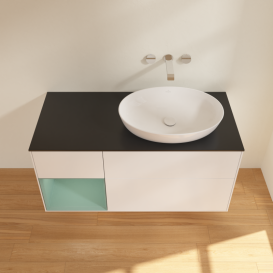 Тумба під раковину Villeroy & Boch Finion 120х50,1 см із підсвічуванням МДФ білий матовий лак/скло чорне матове GA42GMMT