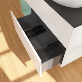 Тумба під раковину Villeroy & Boch Finion 120х50,1 см із підсвічуванням МДФ білий матовий лак/скло чорне матове GA42GMMT