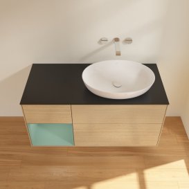 Тумба під раковину Villeroy & Boch Finion 120х50,1 см з підсвічуванням МДФ шпон дуба/скло чорне матове GA42GMPC