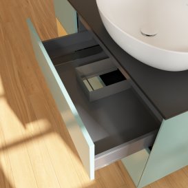 Тумба під раковину Villeroy & Boch Finion 120х50,1 см із підсвічуванням МДФ оливковий матовий лак/скло чорне матове GA42HFGM