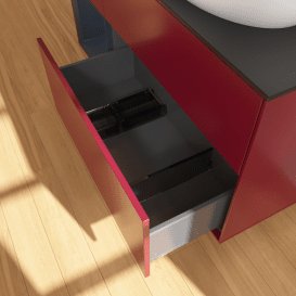 Тумба під раковину Villeroy & Boch Finion 120х50,1 см з підсвічуванням МДФ півонія матовий лак/скло чорне матове GA42HGHB