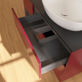 Тумба під раковину Villeroy & Boch Finion 120х50,1 см з підсвічуванням МДФ півонія матовий лак/скло чорне матове GA42HGHB