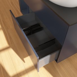 Тумба под раковину Villeroy & Boch Finion 120х50,1 см с подсветкой МДФ темно-синий матовый лак/стекло черное матовое GA42HGHG