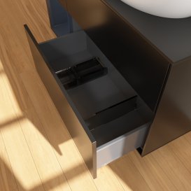 Тумба під раковину Villeroy & Boch Finion 120х50,1 см з підсвічуванням МДФ чорний матовий лак/скло чорне матове GA42HGPD