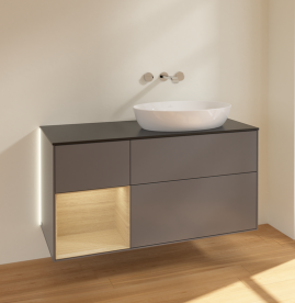 Тумба под раковину Villeroy & Boch Finion 120х50,1 см с подсветкой МДФ антрацит матовый лак/стекло черное матовое GA42PCGK