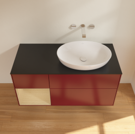 Тумба під раковину Villeroy & Boch Finion 120х50,1 см з підсвічуванням МДФ півонія матовий лак/скло чорне матове GA42PCHB