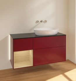 Тумба під раковину Villeroy & Boch Finion 120х50,1 см з підсвічуванням МДФ півонія матовий лак/скло чорне матове GA42PCHB