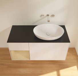 Тумба під раковину Villeroy & Boch Finion 120х50,1 см із підсвічуванням МДФ білий матовий лак/скло чорне матове GA42PCMT