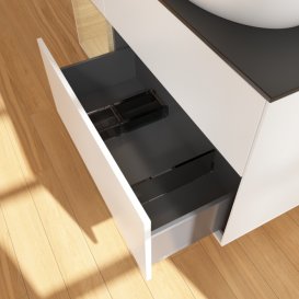 Тумба під раковину Villeroy & Boch Finion 120х50,1 см із підсвічуванням МДФ білий матовий лак/скло чорне матове GA42PCMT