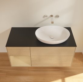 Тумба під раковину Villeroy & Boch Finion 120х50,1 см з підсвічуванням МДФ шпон дуба/скло чорне матове GA42PCPC