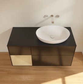 Тумба під раковину Villeroy & Boch Finion 120х50,1 см з підсвічуванням МДФ чорний матовий лак/скло чорне матове GA42PCPD