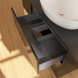 Тумба під раковину Villeroy & Boch Finion 120х50,1 см з підсвічуванням МДФ чорний матовий лак/скло чорне матове GA42PCPD