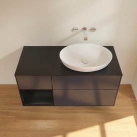 Тумба под раковину Villeroy & Boch Finion 120х50,1 см с подсветкой МДФ темно-синий матовый лак/стекло черное матовое GA42PDHG