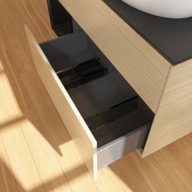 Тумба под раковину Villeroy & Boch Finion 120х50,1 см с подсветкой МДФ шпон дуба/стекло черное матовое GA42PDPC