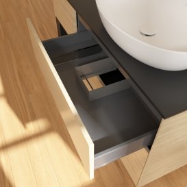 Тумба под раковину Villeroy & Boch Finion 120х50,1 см с подсветкой МДФ шпон дуба/стекло черное матовое GA42PDPC