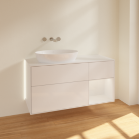 Тумба под раковину Villeroy & Boch Finion 120х50,1 см с подсветкой МДФ глянцевый белый лак/стекло белое матовое GA51GFGF