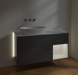 Тумба под раковину Villeroy & Boch Finion 120х50,1 см с подсветкой МДФ антрацит матовый лак/стекло белое матовое GA51GFGK