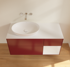 Тумба под раковину Villeroy & Boch Finion 120х50,1 см с подсветкой МДФ пион матовый лак/стекло белое матовое GA51GFHB