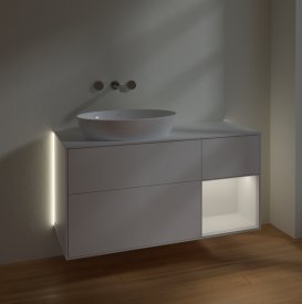 Тумба под раковину Villeroy & Boch Finion 120х50,1 см с подсветкой МДФ белый матовый лак/стекло белое матовое GA51GFMT