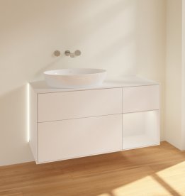 Тумба под раковину Villeroy & Boch Finion 120х50,1 см с подсветкой МДФ белый матовый лак/стекло белое матовое GA51GFMT