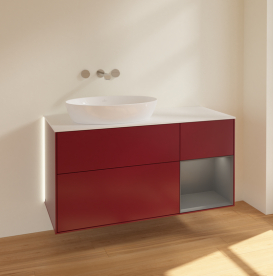 Тумба під раковину Villeroy & Boch Finion 120х50,1 см з підсвічуванням МДФ півонія матовий лак/скло біле матове GA51GKHB