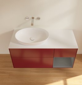 Тумба під раковину Villeroy & Boch Finion 120х50,1 см з підсвічуванням МДФ півонія матовий лак/скло біле матове GA51GKHB