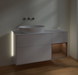 Тумба под раковину Villeroy & Boch Finion 120х50,1 см с подсветкой МДФ глянцевый белый лак/стекло белое матовое GA51GNGF