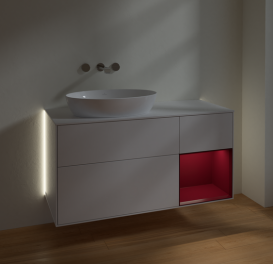 Тумба під раковину Villeroy & Boch Finion 120х50,1 см з підсвіткою МДФ білий глянцевий лак/скло біле матове GA51HBGF