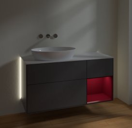 Тумба під раковину Villeroy & Boch Finion 120х50,1 см з підсвічуванням антрацит матовий лак/скло біле матове GA51HBGK