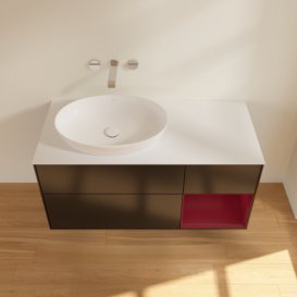 Тумба під раковину Villeroy & Boch Finion 120х50,1 см із підсвічуванням МДФ чорний матовий лак/скло біле матове GA51HBPD