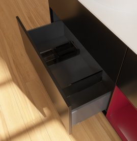 Тумба під раковину Villeroy & Boch Finion 120х50,1 см із підсвічуванням МДФ чорний матовий лак/скло біле матове GA51HBPD