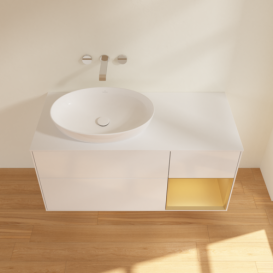 Тумба під раковину Villeroy & Boch Finion 120х50,1 см з підсвіткою МДФ білий глянцевий лак/скло біле матове GA51HFGF