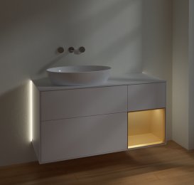 Тумба під раковину Villeroy & Boch Finion 120х50,1 см із підсвічуванням МДФ білий матовий лак/скло біле матове GA51HFMT