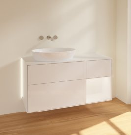 Тумба под раковину Villeroy & Boch Finion 120х50,1 см с подсветкой МДФ глянцевый белый лак/стекло белое матовое GA51MTGF