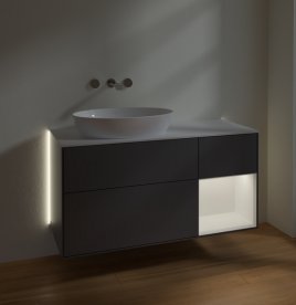 Тумба під раковину Villeroy & Boch Finion 120х50,1 см з підсвічуванням антрацит матовий лак/скло біле матове GA51MTGK