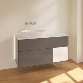 Тумба під раковину Villeroy & Boch Finion 120х50,1 см з підсвічуванням антрацит матовий лак/скло біле матове GA51MTGK