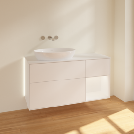 Тумба під раковину Villeroy & Boch Finion 120х50,1 см із підсвічуванням МДФ білий матовий лак/скло біле матове GA51MTMT