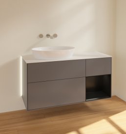 Тумба під раковину Villeroy & Boch Finion 120х50,1 см з підсвічуванням антрацит матовий лак/скло біле матове GA51PDGK