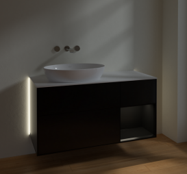 Тумба під раковину Villeroy & Boch Finion 120х50,1 см із підсвічуванням МДФ чорний матовий лак/скло біле матове GA51PDPD